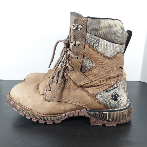 Rocky Waterproof Boots Mens Size 10.5M Brown Camo Leather Outdoor Work RKW0428 - Picture 1 of 13